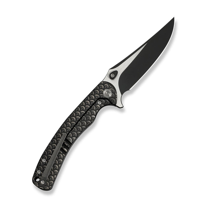 Folded WE Knife Dracarys WE25061B-5 with black textured handle and clip