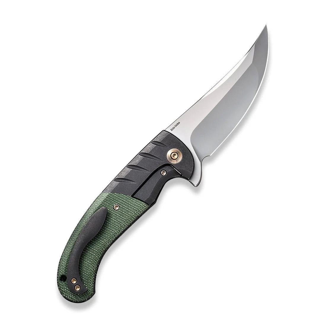 WE Knife Curvaceous Flipper 3.70" CPM 20CV – Titanium & Micarta (WE20012-2)
