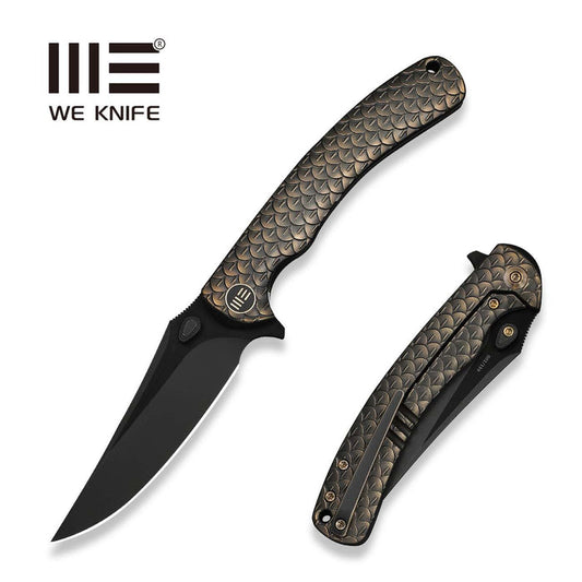 WE Knife Dracarys WE25061B-4 3.58" M390 frame lock knife with bronze and black titanium handle