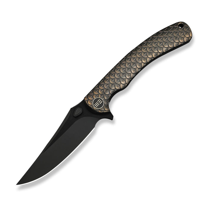 Open WE Knife Dracarys WE25061B-4 with black blade and textured bronze handle