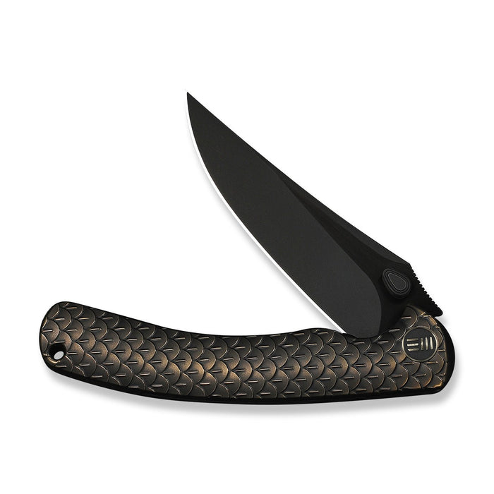 Closed WE Knife Dracarys WE25061B-4 with textured bronze and black handle