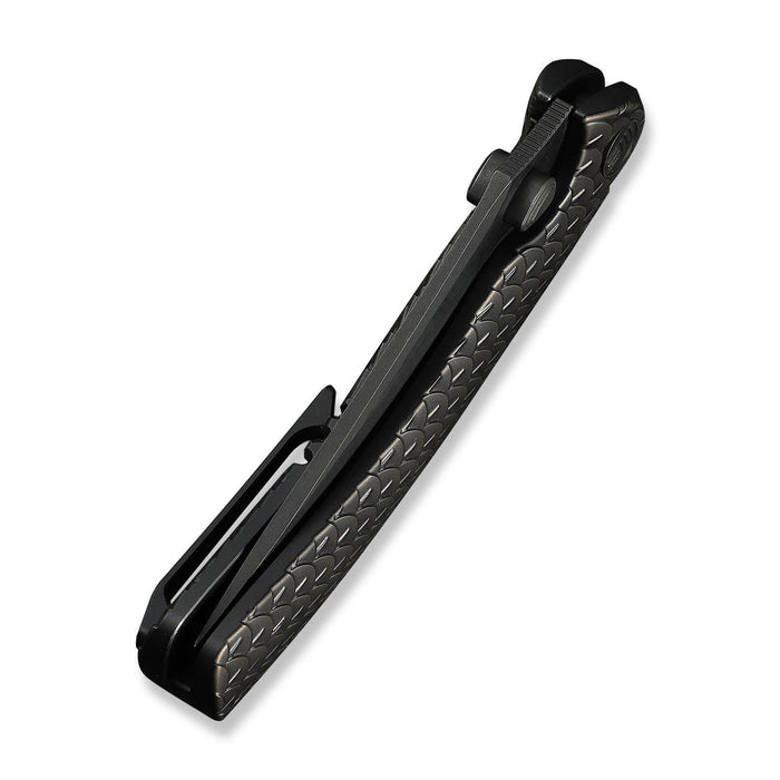 WE Knife Dracarys WE25061B-4 with frame lock mechanism and textured handle
