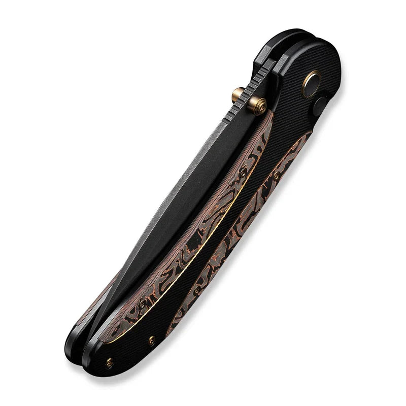 We Knife Co Ltd Zizzit 3.8" CPM 20CV Titanium With Copper Foil Carbon Fiber Inlay Black, Copper WE23031-1
