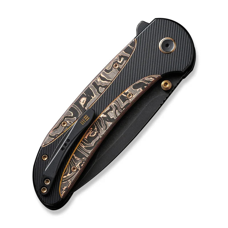 We Knife Co Ltd Zizzit 3.8" CPM 20CV Titanium With Copper Foil Carbon Fiber Inlay Black, Copper WE23031-1