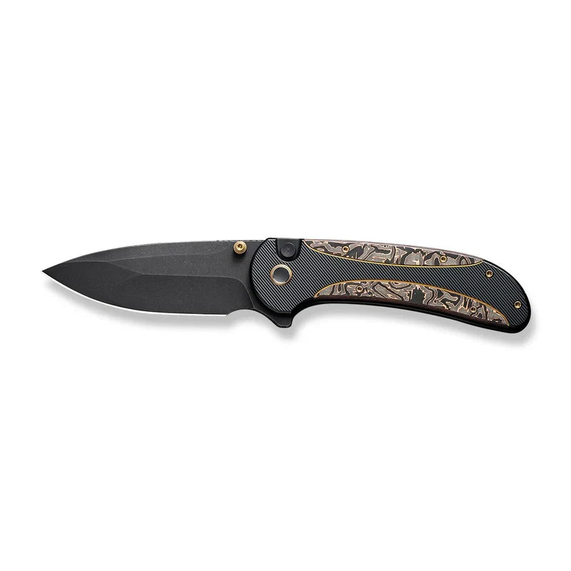 We Knife Co Ltd Zizzit 3.8" CPM 20CV Titanium With Copper Foil Carbon Fiber Inlay Black, Copper WE23031-1