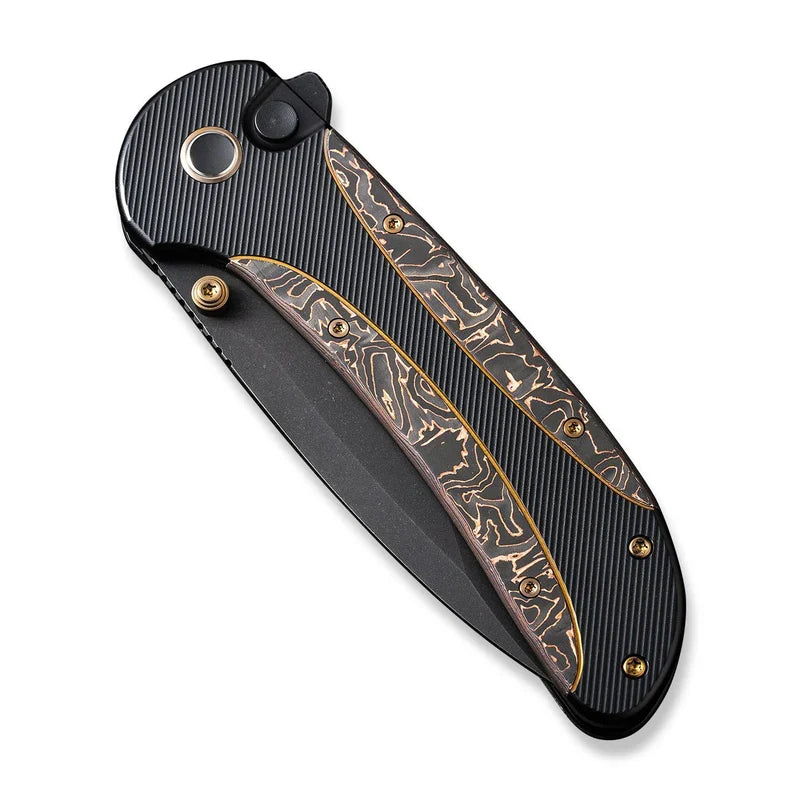 We Knife Co Ltd Zizzit 3.8" CPM 20CV Titanium With Copper Foil Carbon Fiber Inlay Black, Copper WE23031-1