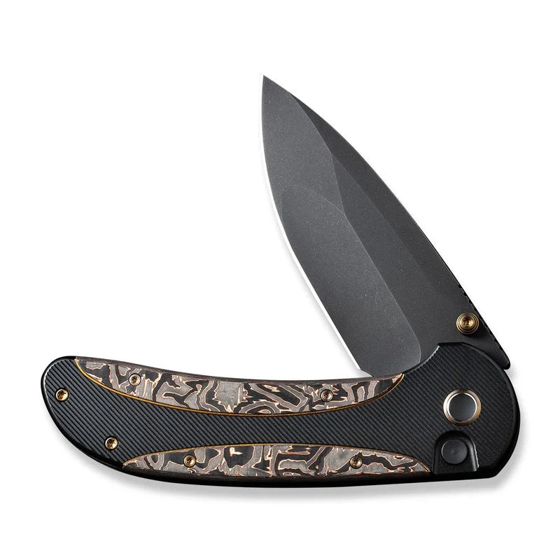 We Knife Co Ltd Zizzit 3.8" CPM 20CV Titanium With Copper Foil Carbon Fiber Inlay Black, Copper WE23031-1