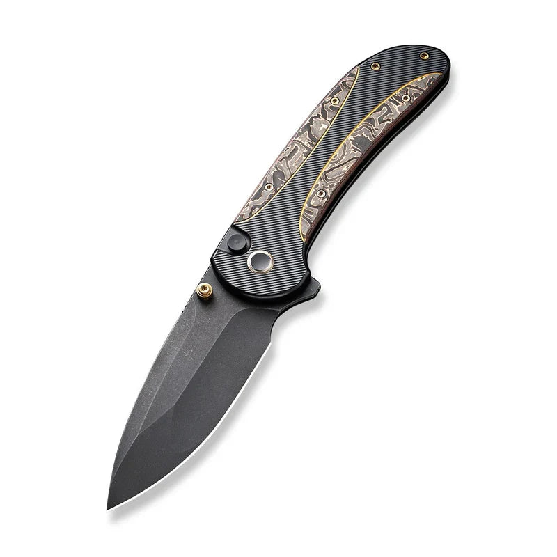 We Knife Co Ltd Zizzit 3.8" CPM 20CV Titanium With Copper Foil Carbon Fiber Inlay Black, Copper WE23031-1