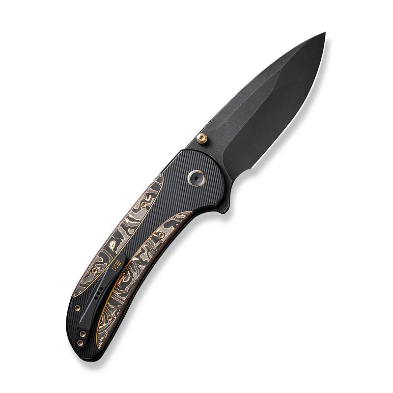 We Knife Co Ltd Zizzit 3.8" CPM 20CV Titanium With Copper Foil Carbon Fiber Inlay Black, Copper WE23031-1