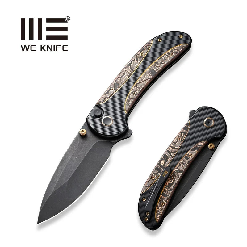 We Knife Co Ltd Zizzit 3.8" CPM 20CV Titanium With Copper Foil Carbon Fiber Inlay Black, Copper WE23031-1