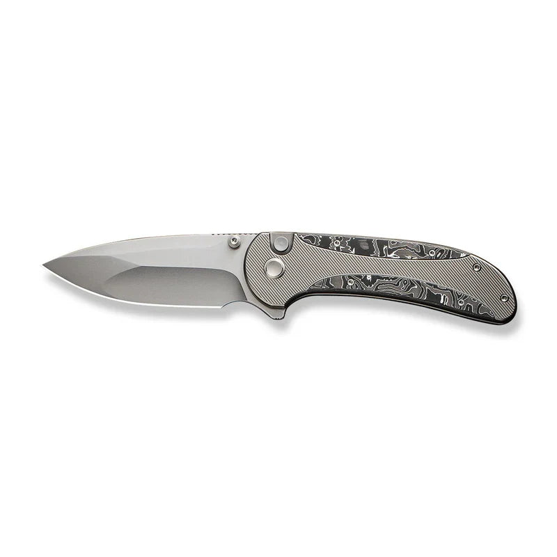 We Knife Co Ltd Zizzit 3.8" CPM 20CV Polished Bead Blasted Titanium With Aluminum Foil Carbon Fiber Inlay WE23031-2