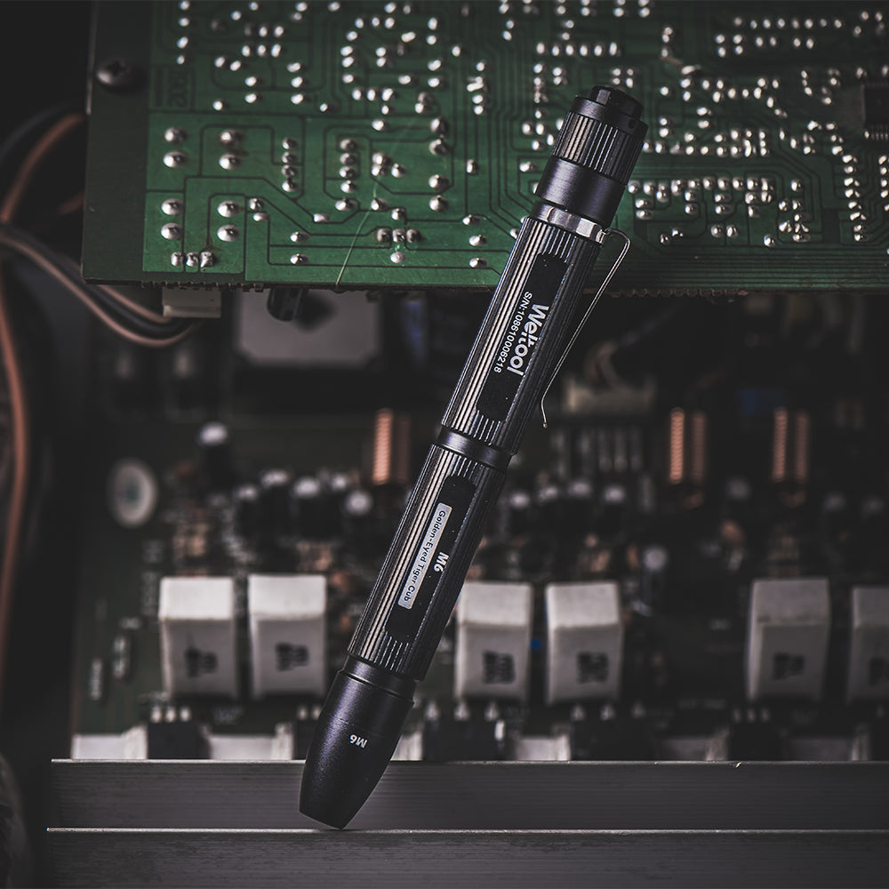 Weltool M6 WEL-M6 side profile view – warm 3000K high-CRI no-glare EDC penlight