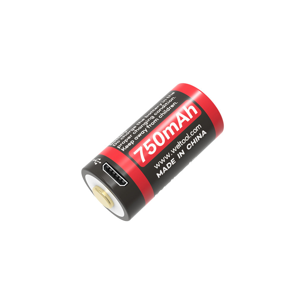 Weltool UB-123A 750mAh rechargeable CR123A lithium-ion battery