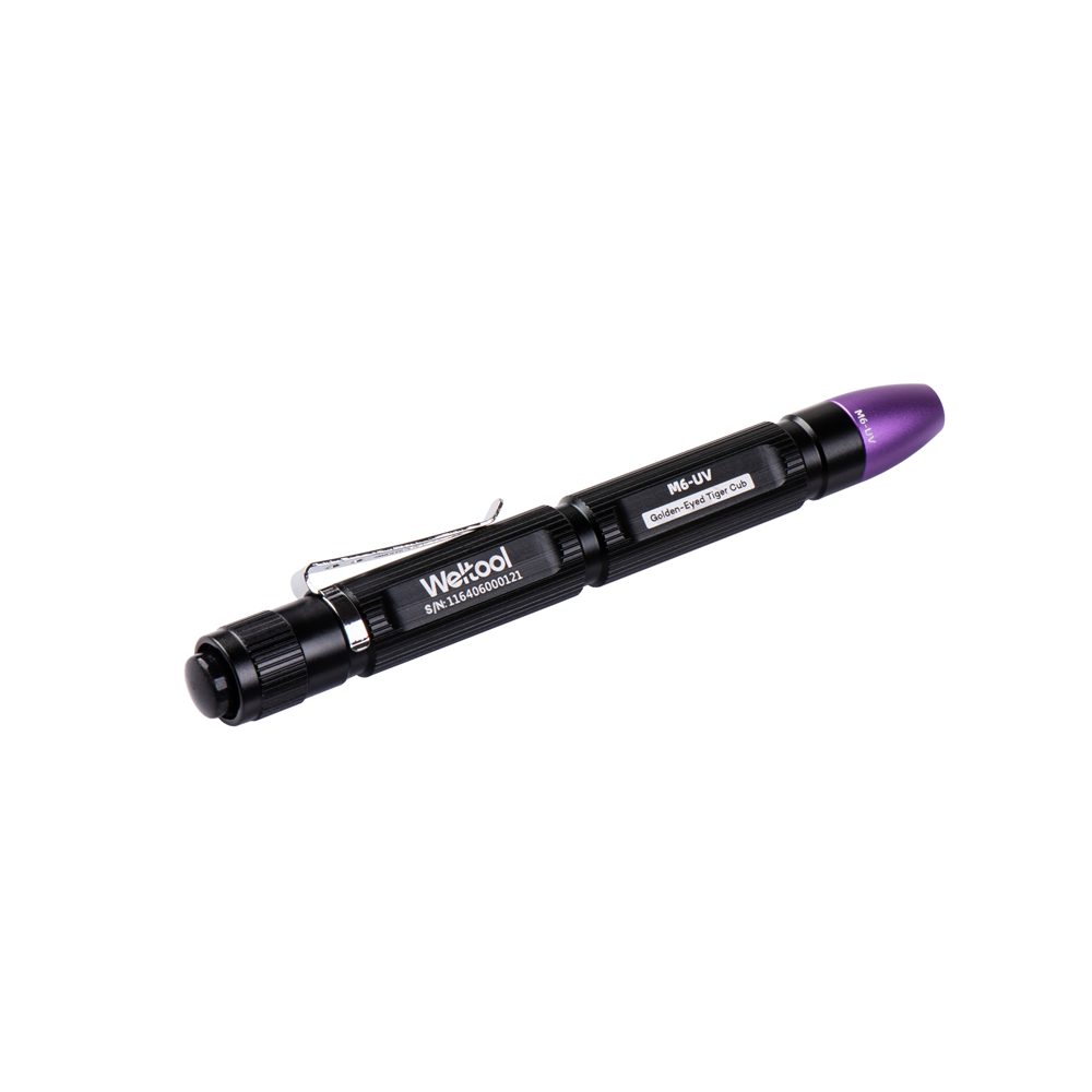 Weltool M6-UV "Golden-Eyed Tiger Cub" UV LED Penlight – 395nm, 2 × AAA Batteries