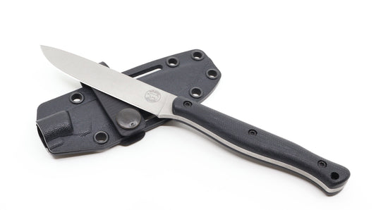 White River Exodus 4 Jackalope Exodus4-BLK front view – 3.88″ CPM S35VN drop point fixed blade knife