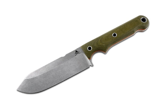 White River Knives Firecraft FC5 Fixed Blade Knife 5in S35VN Steel Blade, Green Micarta