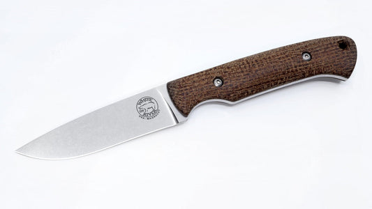 White River Hunter Fixed Blade Knife â€“ 3.5" Magnacut Steel, Natural Burlap Micarta, USA Made