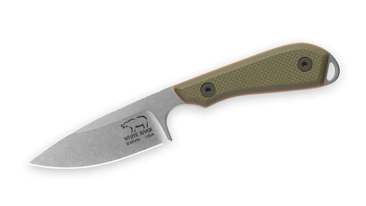 White River M1 Pro Fixed Blade Knife – 3in S35VN, Green/Orange G10 Handles