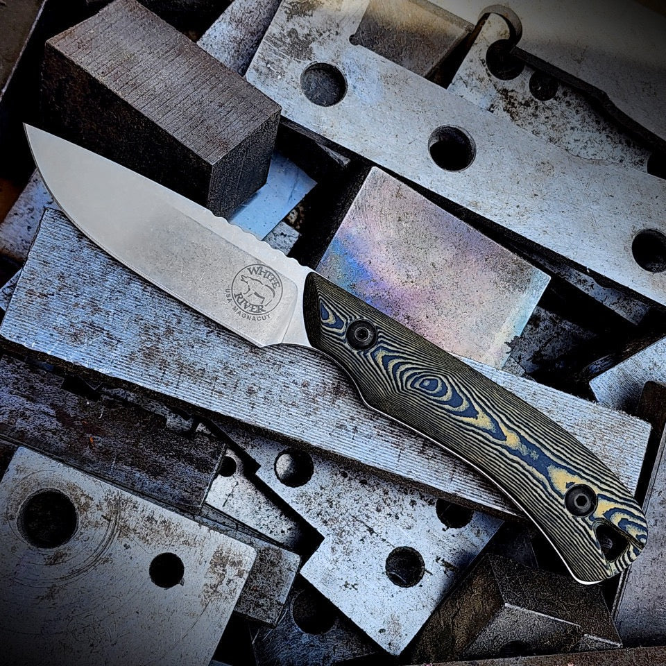 White River Smith & Sons Axiom Knife – CPM Magnacut Steel, Maple / Black Richlite Handle, Kydex Sheath (USA Made)