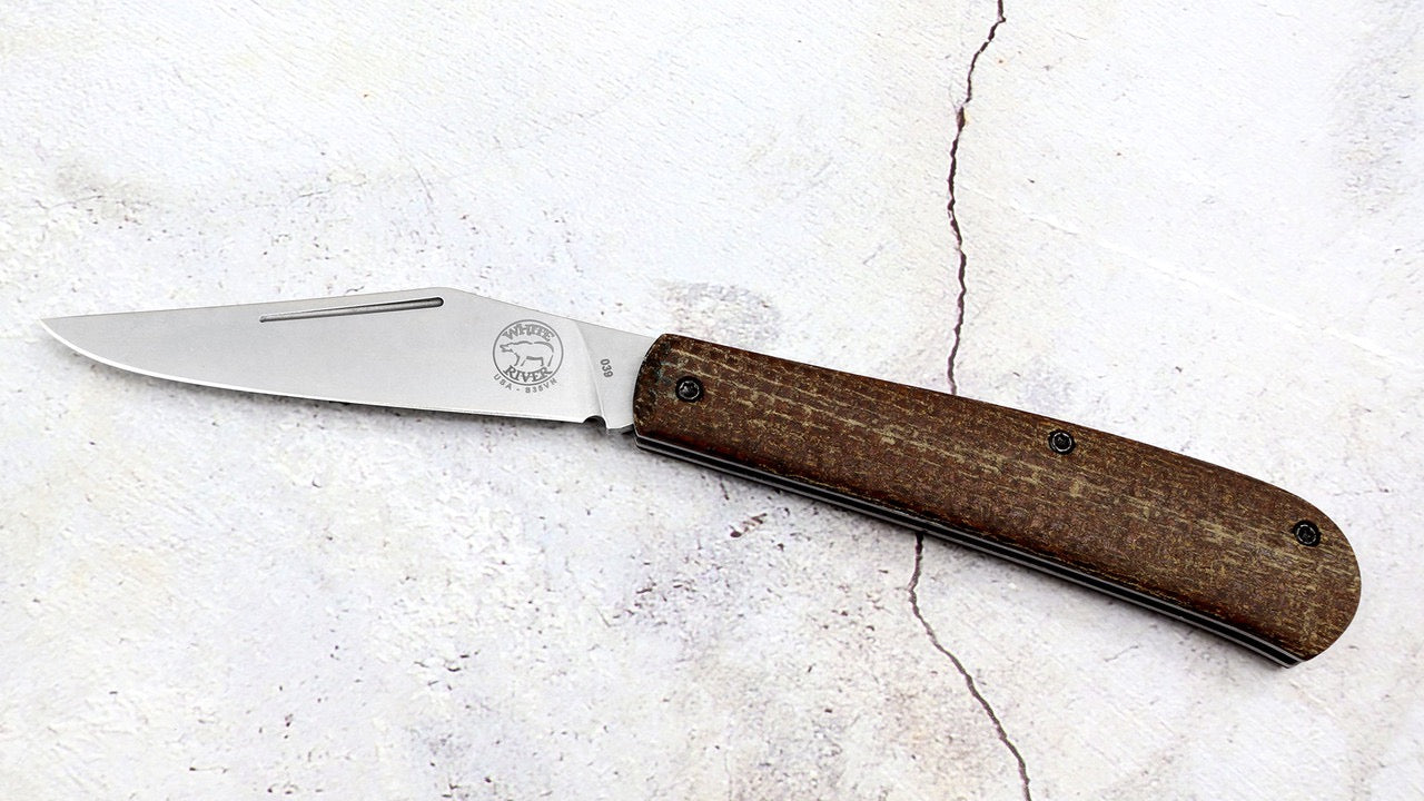 White River Trailhead Trapper Slipjoint Folding Knife â€“ 3.1" S35VN Blade, Natural Burlap Micarta (USA Made)