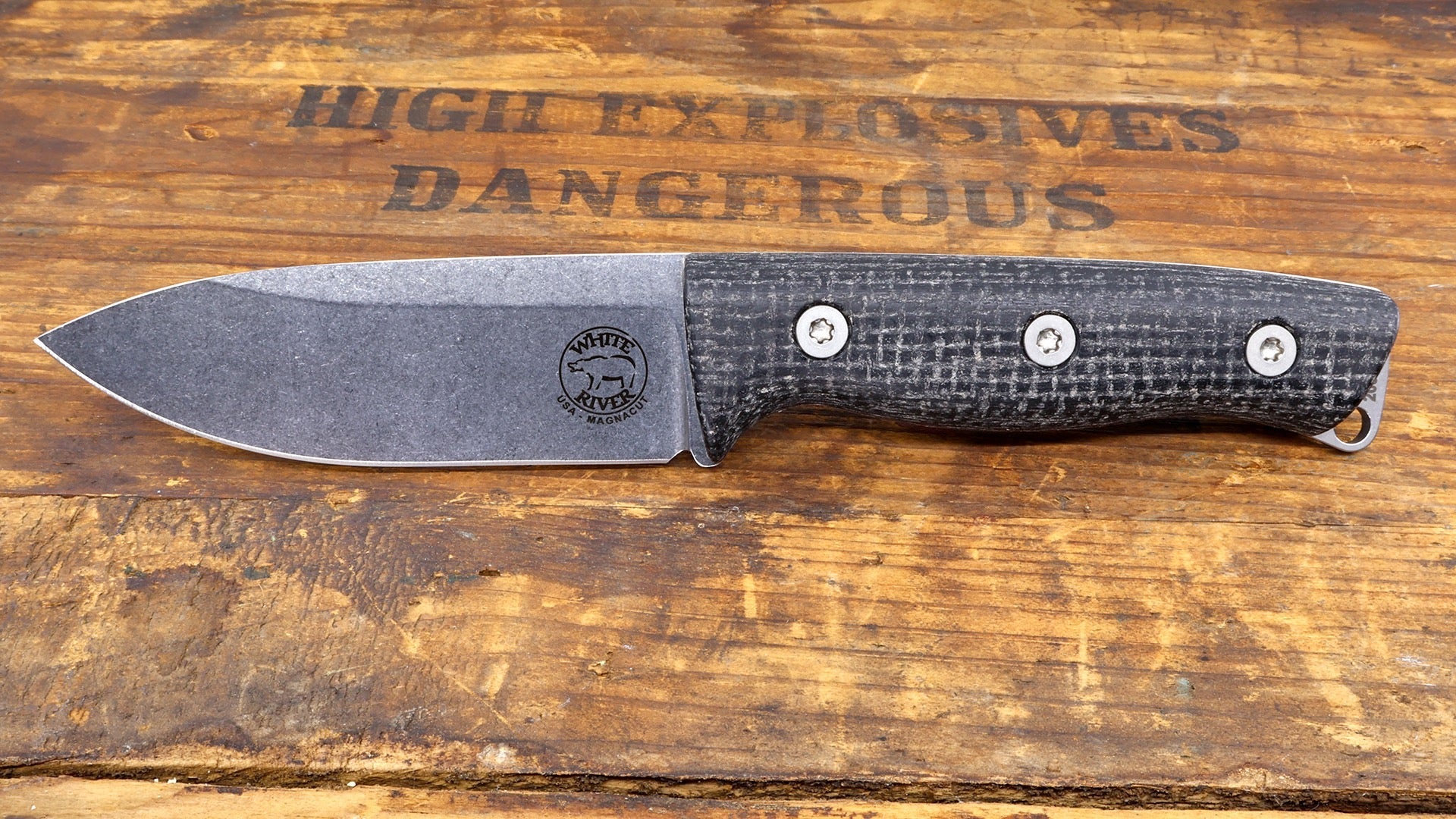 White River Ursus Cub WRUR35-BBL blade detail – CPM MagnaCut drop point, USA made bushcraft knife