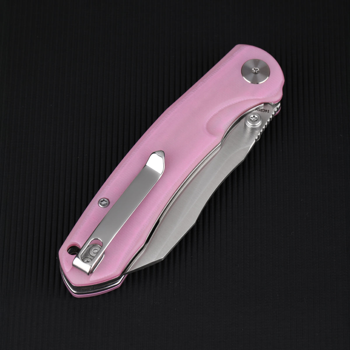 Wixco Axor WX15-E – 3.35" 14C28N Modified Sheepfoot Pink G10 Liner Lock Knife