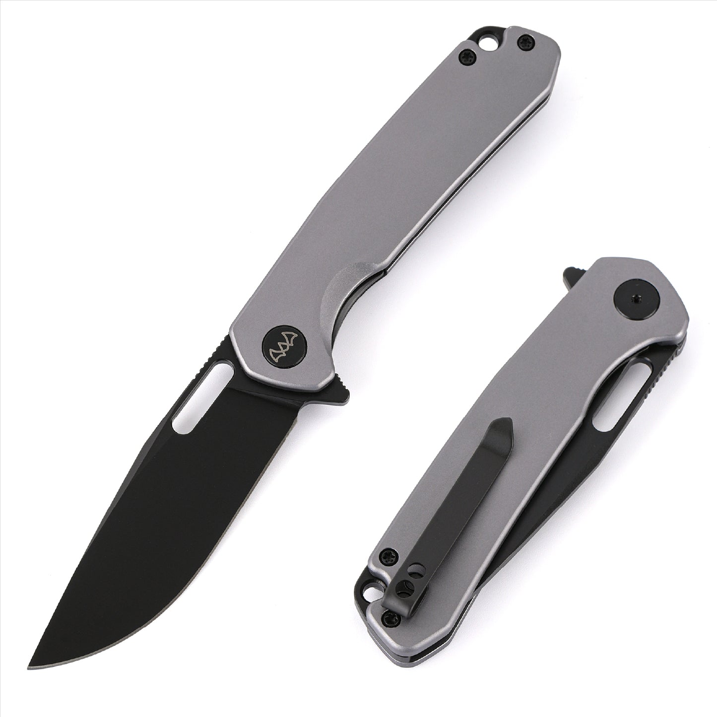 Wixco Pexston WX12-B – 3.3" 14C28N Clip Point Grey Aluminum Liner Lock Knife