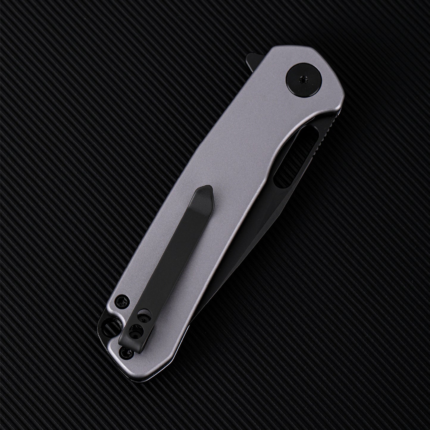 Wixco Pexston WX12-B – 3.3" 14C28N Clip Point Grey Aluminum Liner Lock Knife