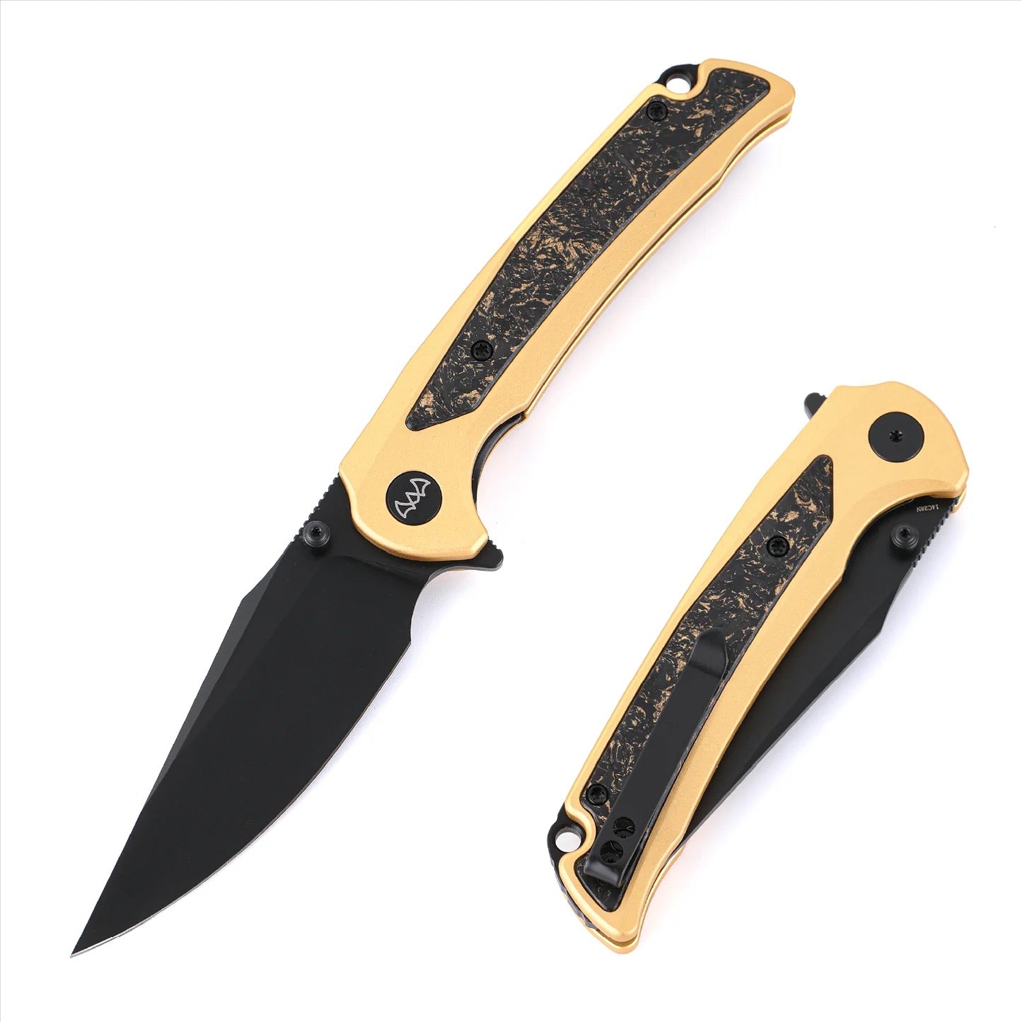 Wixco SCORT WX14-B – 3.6" 14C28N Liner Lock Gold Aluminum Knife
