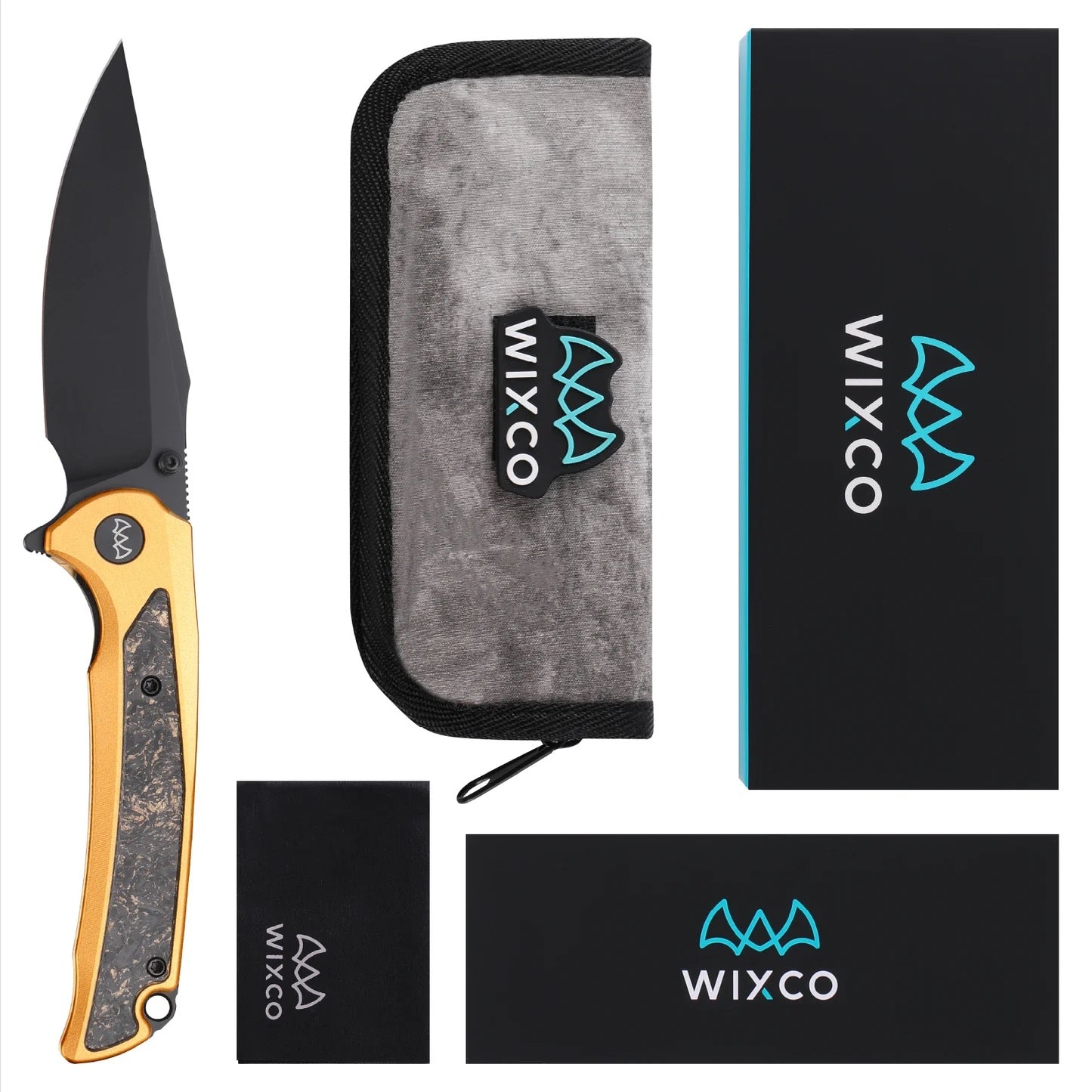 Wixco SCORT WX14-B – 3.6" 14C28N Liner Lock Gold Aluminum Knife