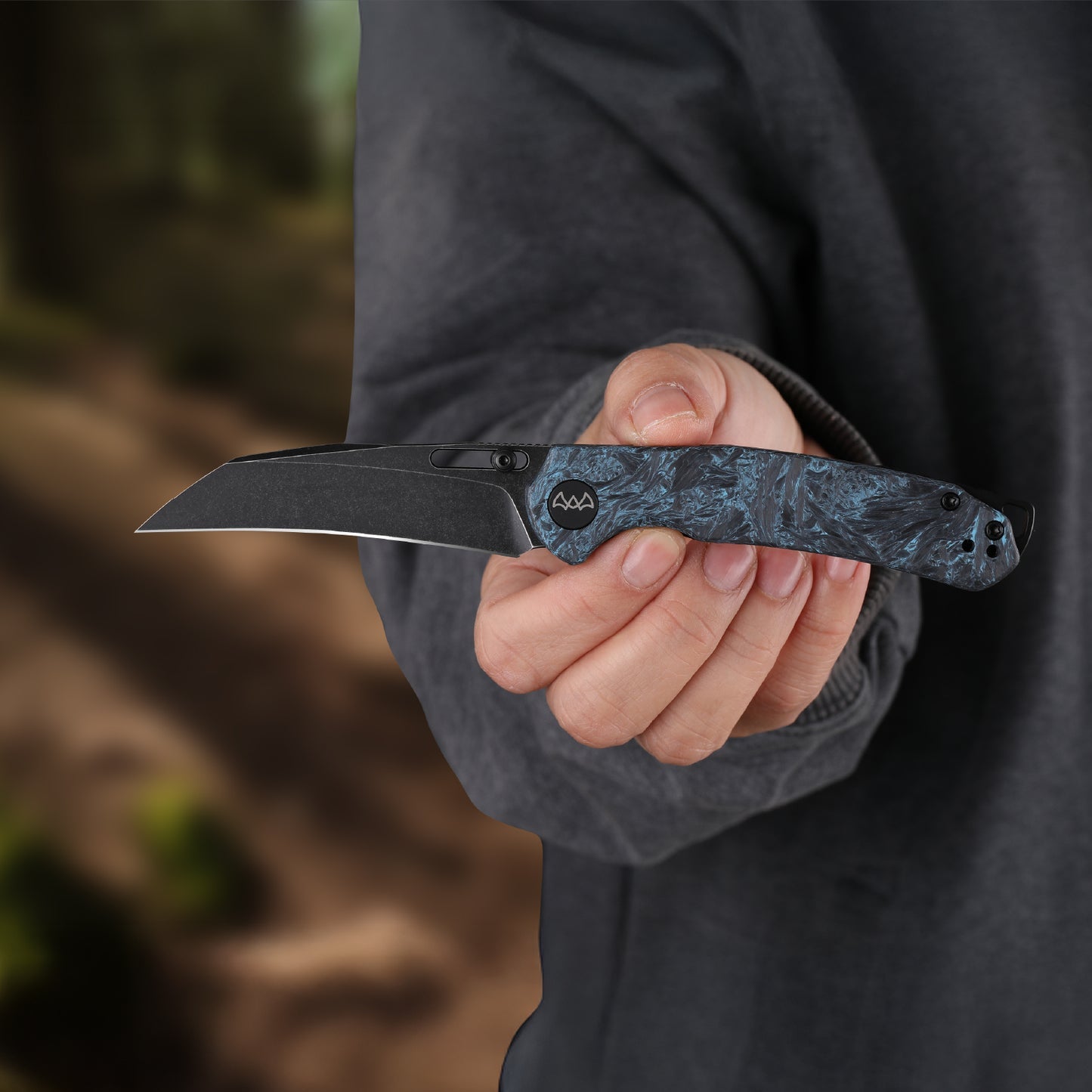 Wixco Wortex WX16-C – 3.1" 14C28N Liner Lock Sky Blue Carbon Fiber Knife