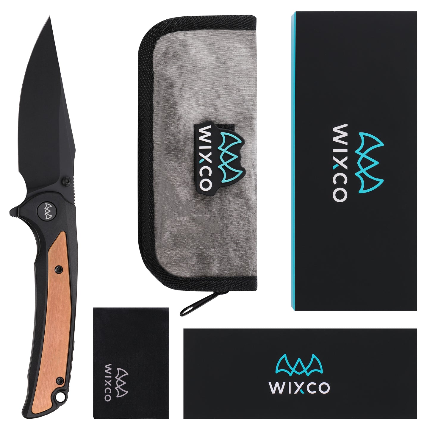 Wixco WX14-C – 3.6" 14C28N Black Aluminum Liner Lock Flipper Knife