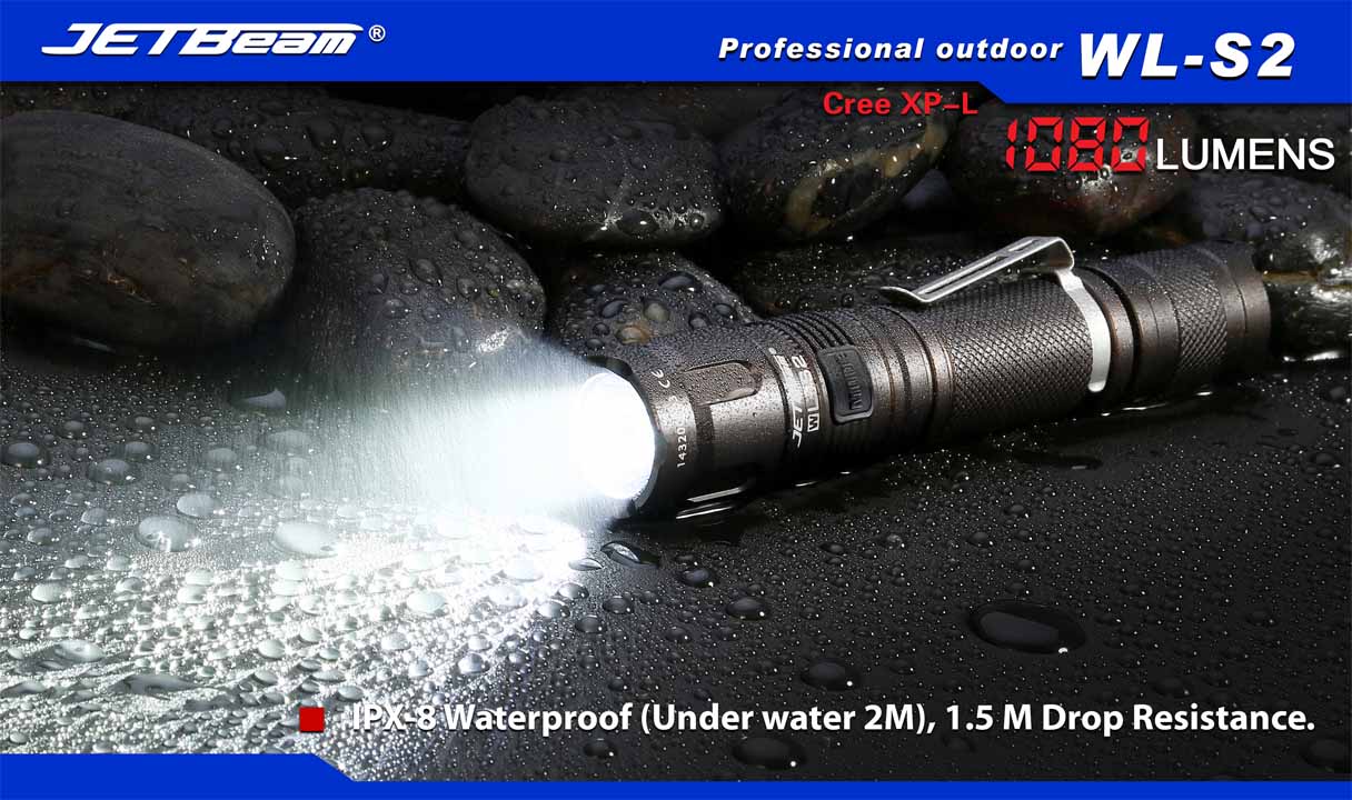 JetBeam WL-S2 1 x (R)CR123A, 18650 AA / 2 x (R)CR123A CREE XP-L 1080 Lumens LED Flashlight