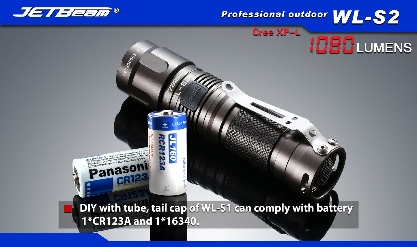 JetBeam WL-S2 1 x (R)CR123A, 18650 AA / 2 x (R)CR123A CREE XP-L 1080 Lumens LED Flashlight