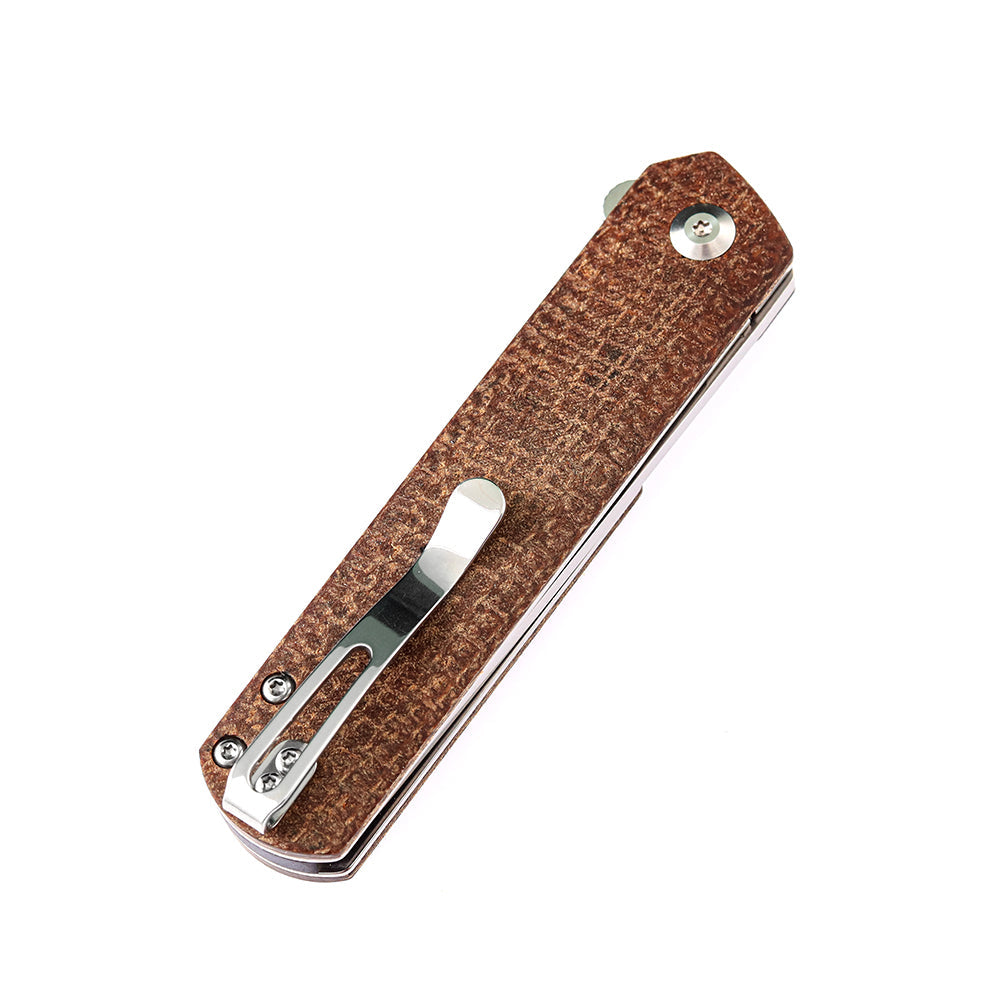 Kansept Foosa X2020T1 brown micarta handle scales