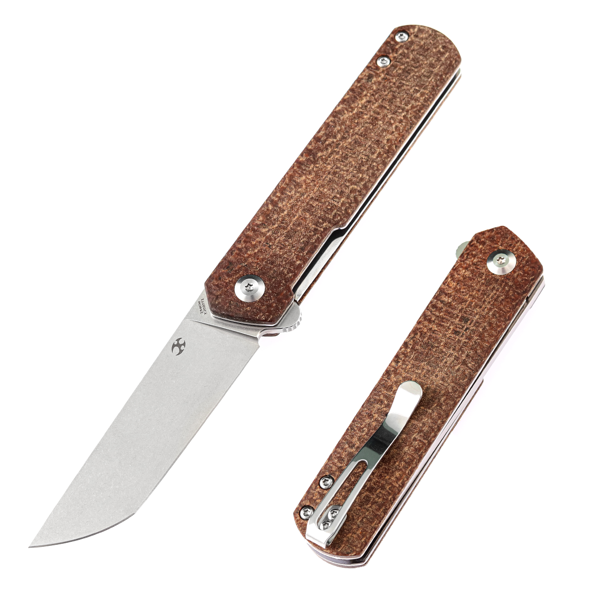 Kansept Foosa X2020T1 front view – 3.06" black TiCn 154CM tanto folding knife