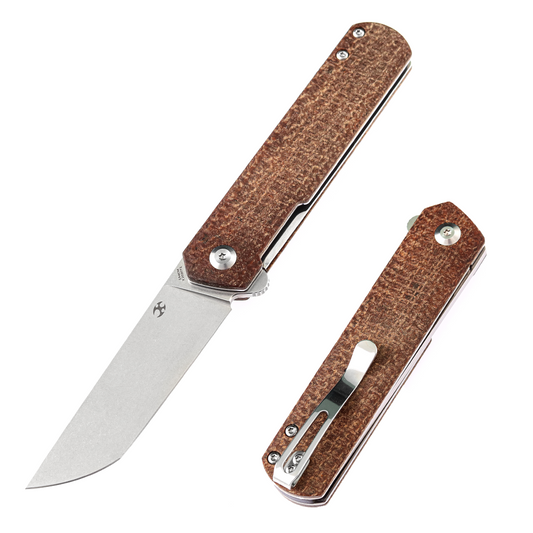 Kansept Foosa X2020T1 front view – 3.06" black TiCn 154CM tanto folding knife