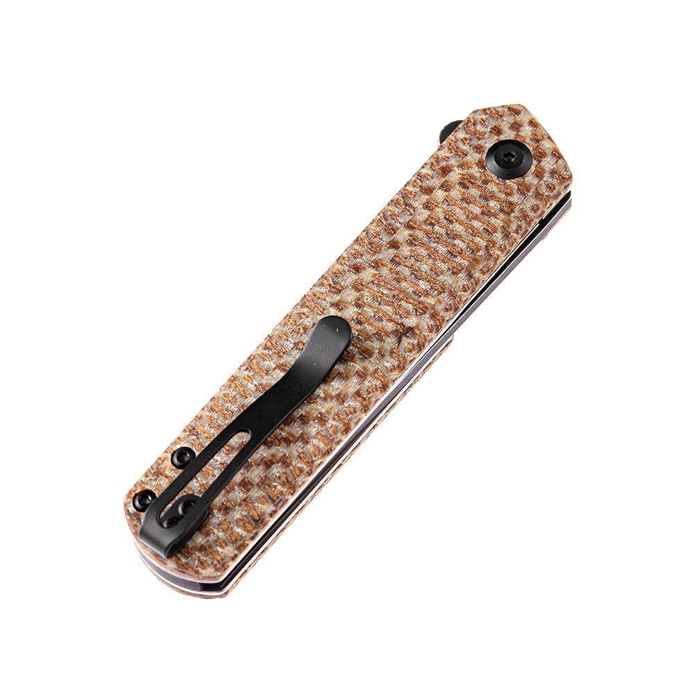 Kansept Foosa X2020T2 plaid brown micarta handle scales