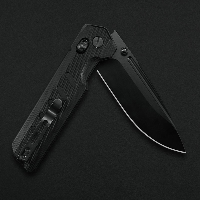 Critical Strike X504-BKBF half-open view – black G10 handle and VG10 blade