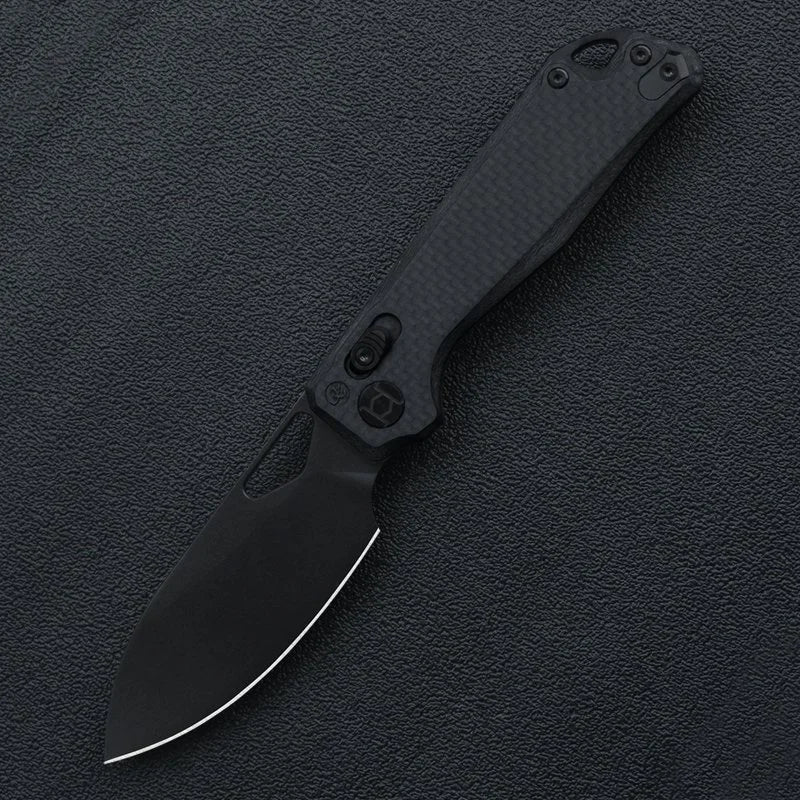 Kunwu Pulsar X705F front view, 3.35″ DLC ELMAX carbon fiber folding knife