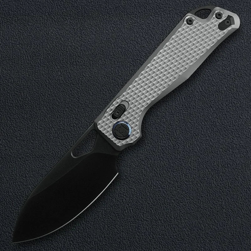 Kunwu Pulsar XL X705XL-T3 front view – 3.87" satin DLC ELMAX drop point titanium folding knife