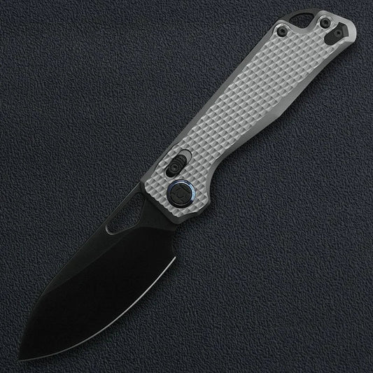 Kunwu Pulsar XL X705XL-T3 front view – 3.87" satin DLC ELMAX drop point titanium folding knife