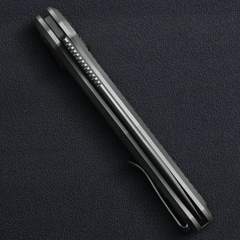 Kunwu Pulsar XL X705XL-T3 open position showing 3.87" ELMAX satin DLC drop point blade