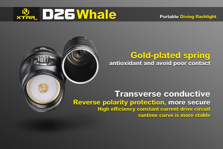 XTAR D26 Whale CREE XM-L U3 1000 Lumen 1x 18650/18700/26650 Diving Light