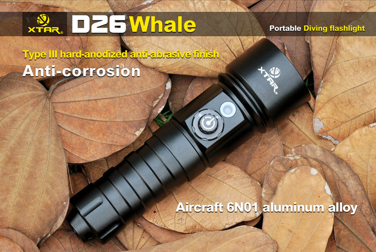 XTAR D26 Whale CREE XM-L U3 1000 Lumen 1x 18650/18700/26650 Diving Light