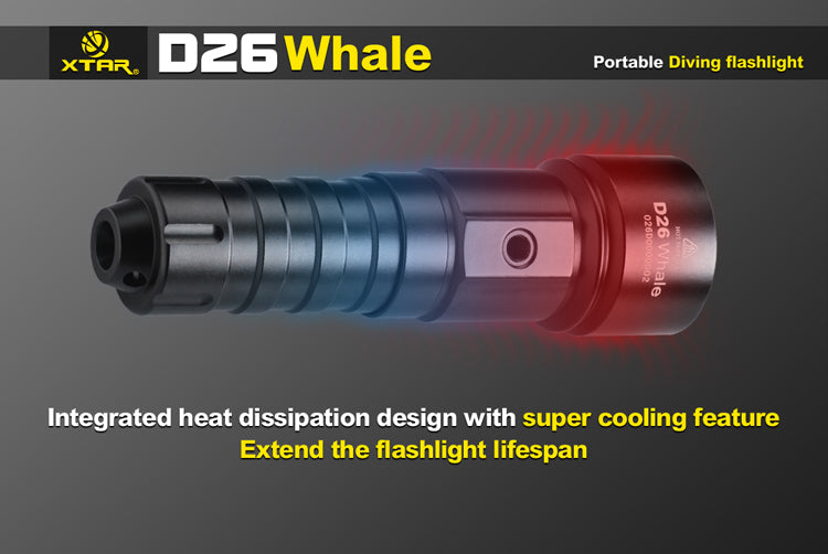 XTAR D26 Whale CREE XM-L U3 1000 Lumen 1x 18650/18700/26650 Diving Light