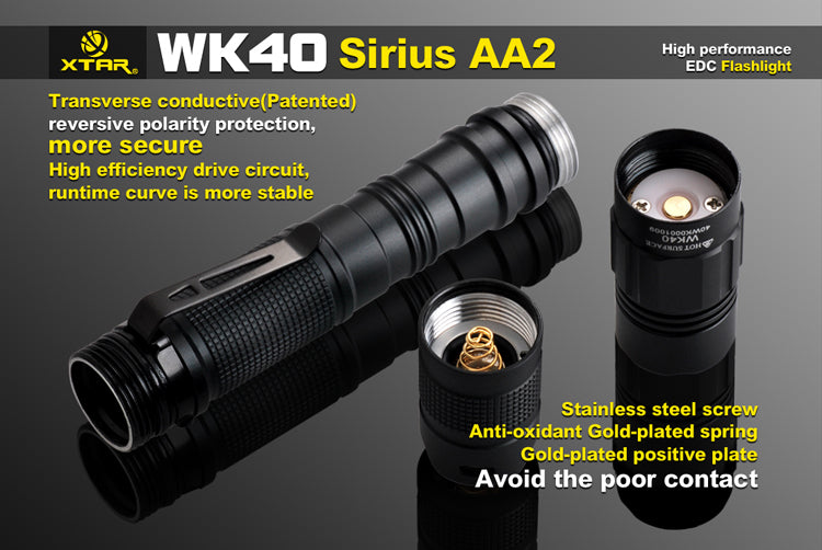 XTAR WK40 Sirius AA2 220 Lumen 2 x AA Flashlight