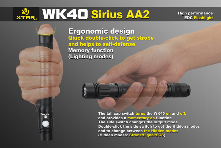 XTAR WK40 Sirius AA2 220 Lumen 2 x AA Flashlight