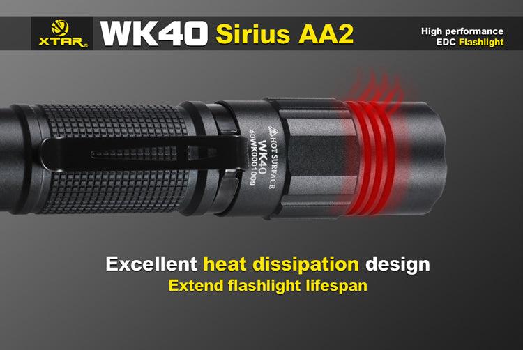 XTAR WK40 Sirius AA2 220 Lumen 2 x AA Flashlight