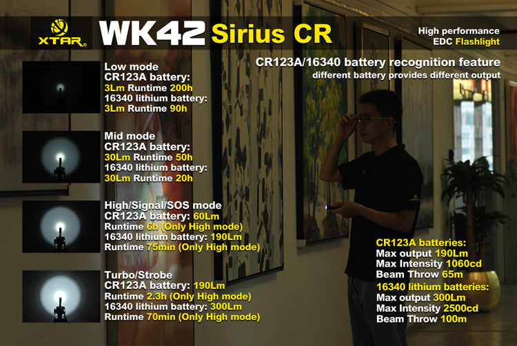 XTAR WK42 Sirius CR 300 Lumen 1 x CR123A/16340